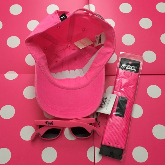 PINK Victoria’s Secret Set Hat Sunglasses Headband New With Tag - Picture 3 of 9